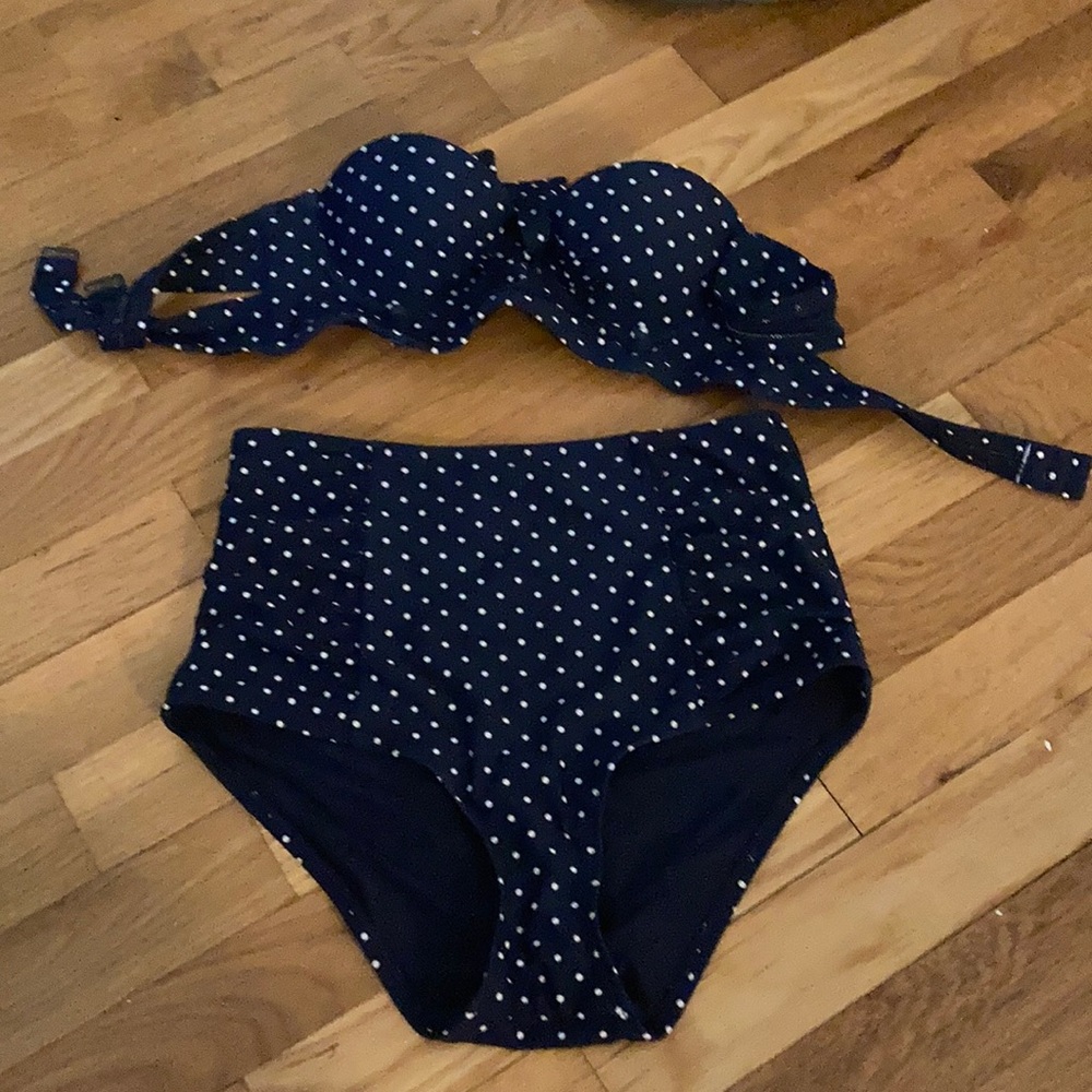 Polka dot swim set high waist